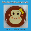 Lovely monkey designed ceramic round plate for decro